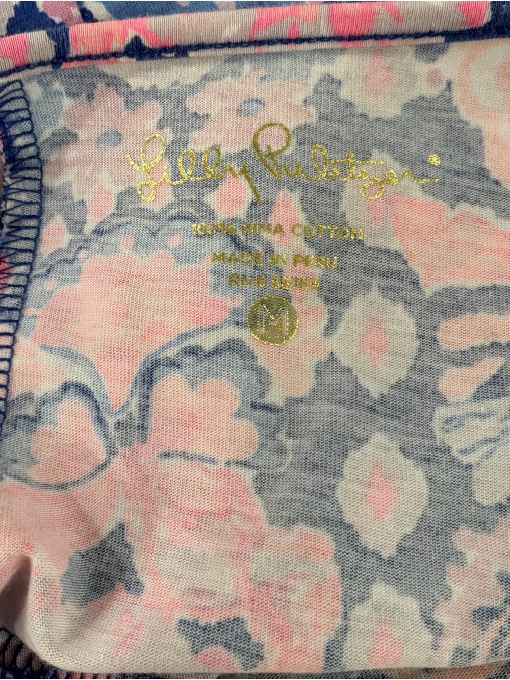 Lilly Pulitzer Blue Pink Floral Pima Cotton Tunic Dress 3/4 Sleeve Womens M - Picture 6 of 8